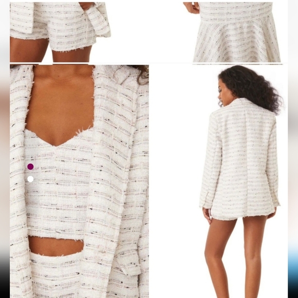 Misa Los Angeles "Astor" Winter White Tweed Bustier W/ A Zipper Backing & Lining - Picture 3 of 6